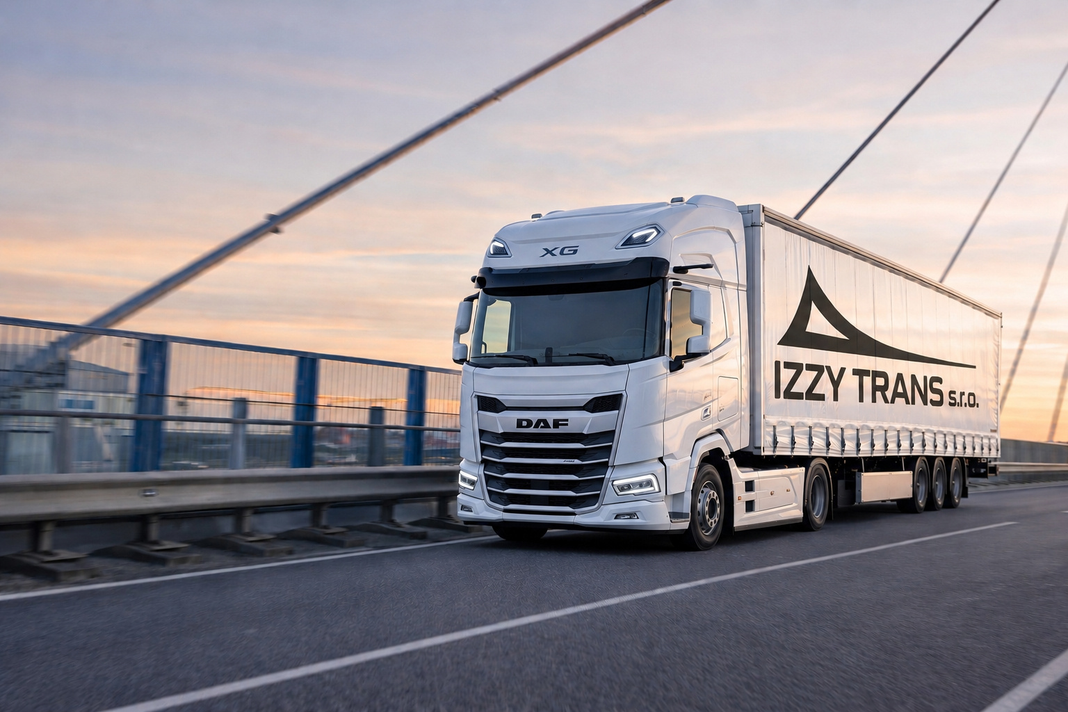 Izzy Trans truck on a bridge