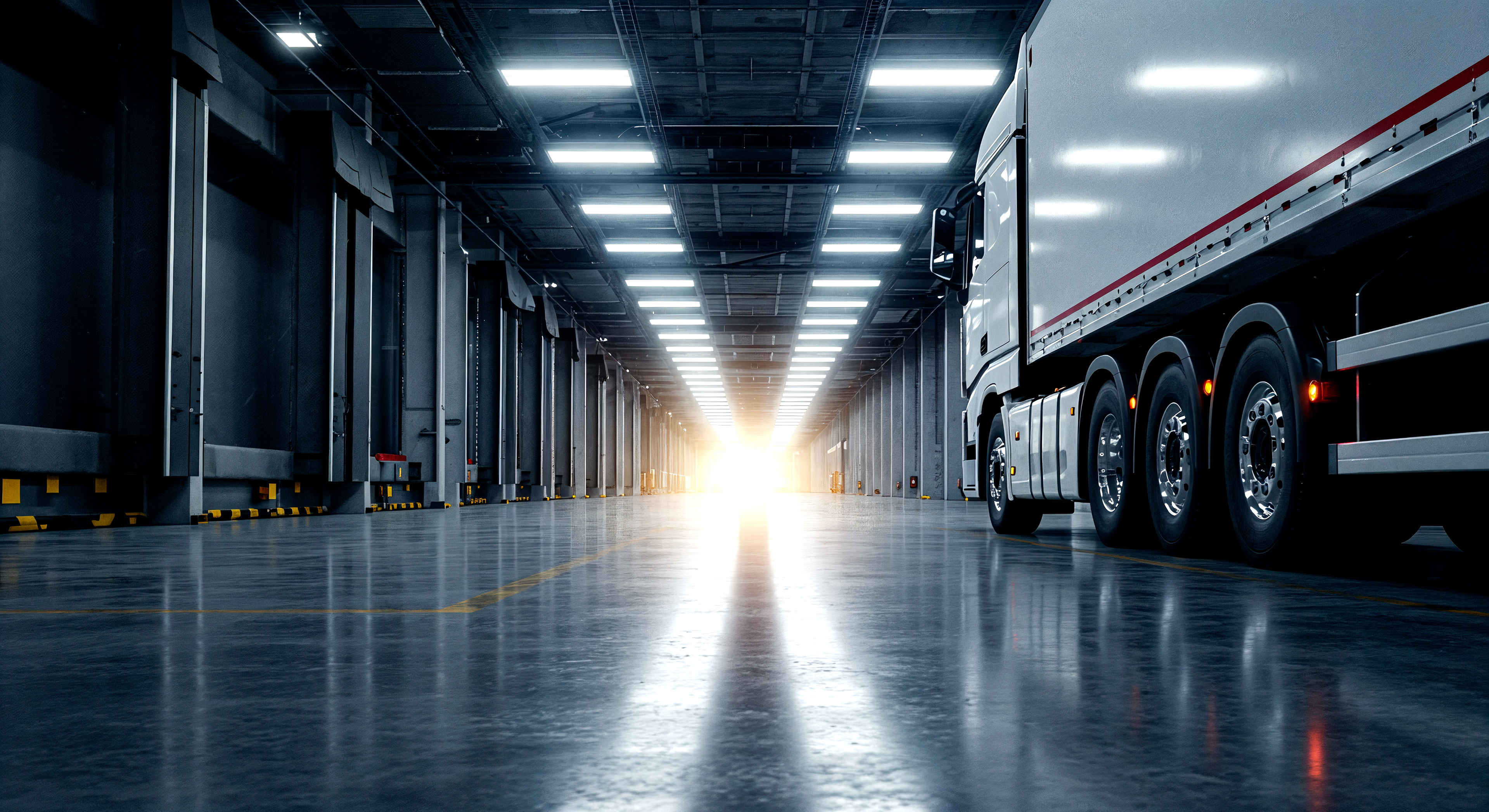Truck in a logistics warehouse